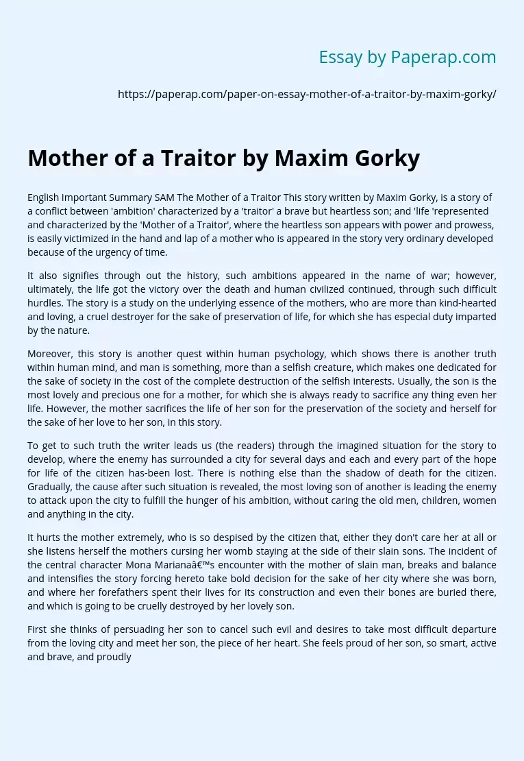 Mother of a Traitor by Maxim Gorky