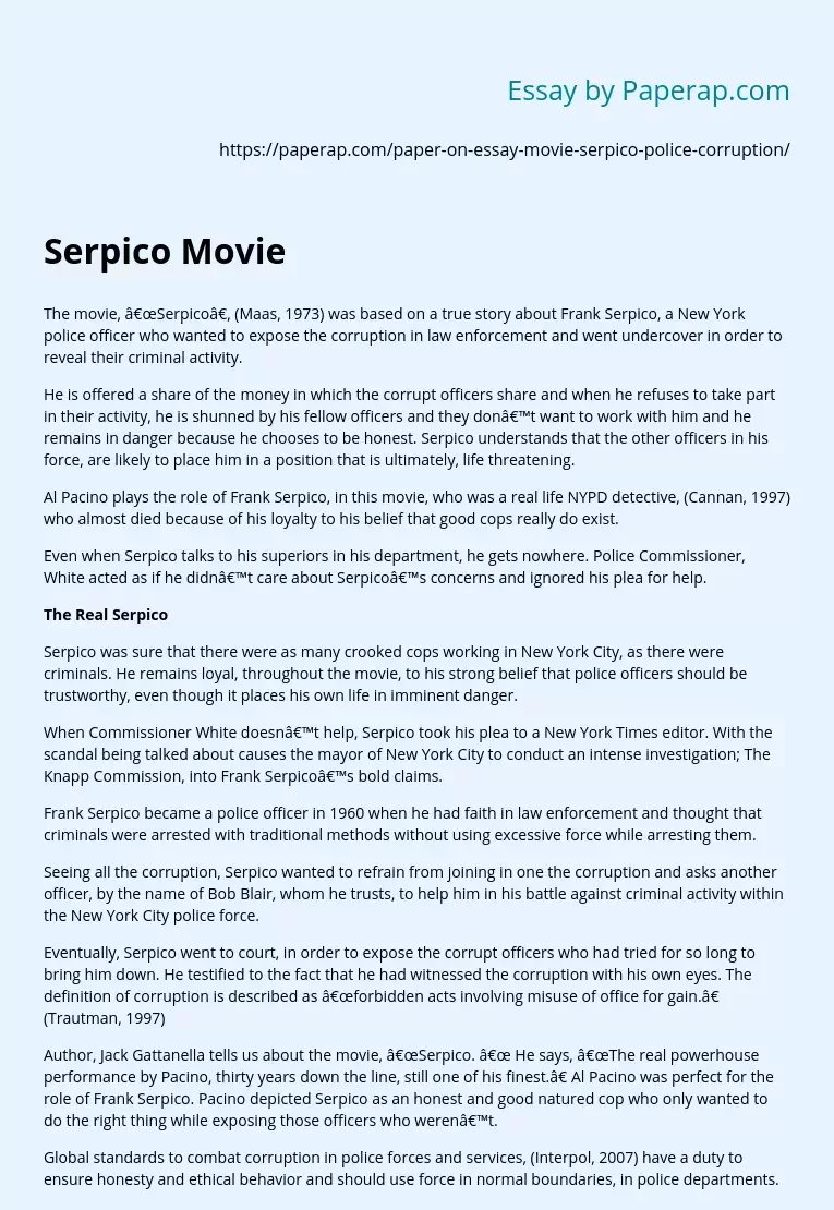 Serpico Movie
