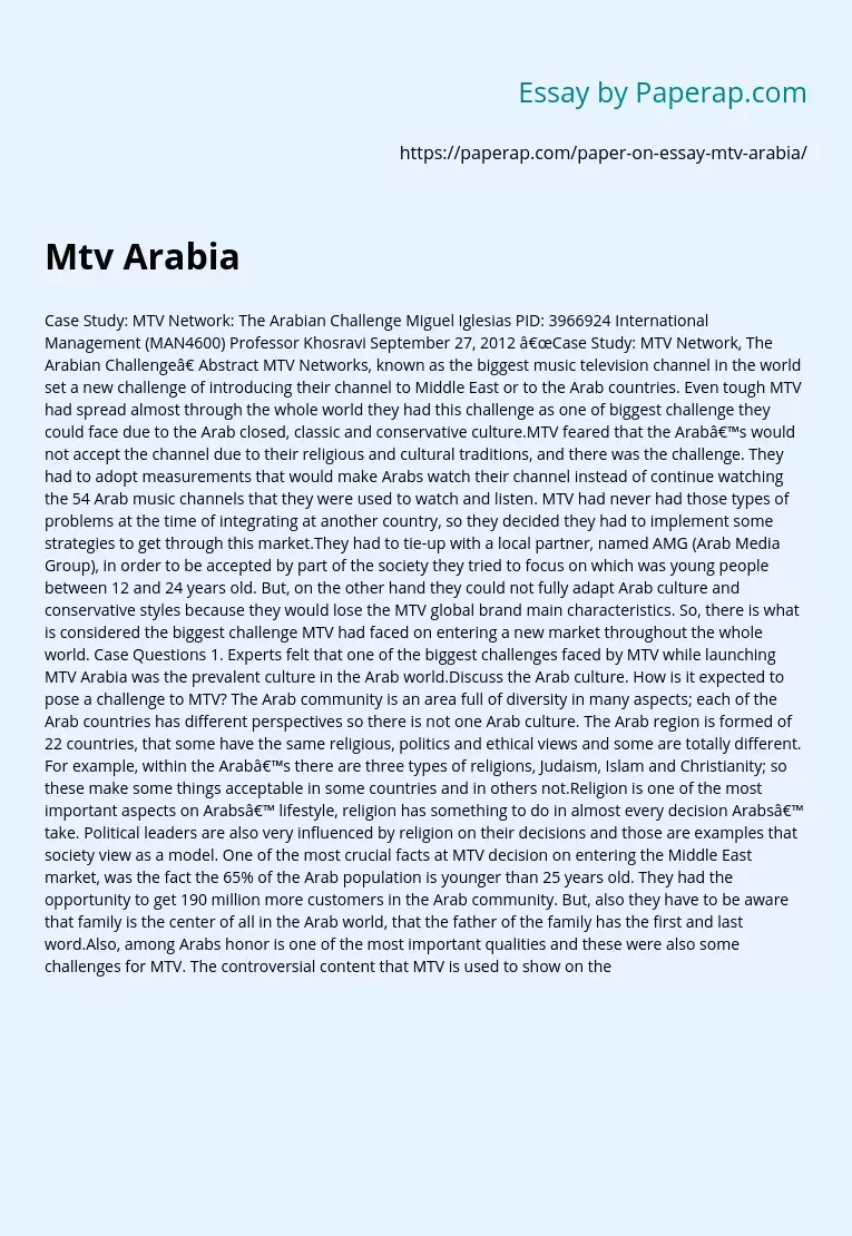 Mtv Network Arabic Challenge