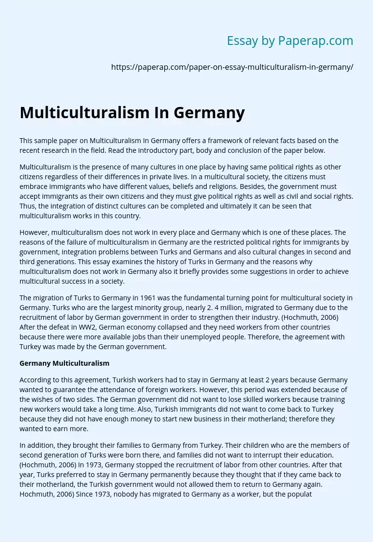 Multiculturalism In Germany