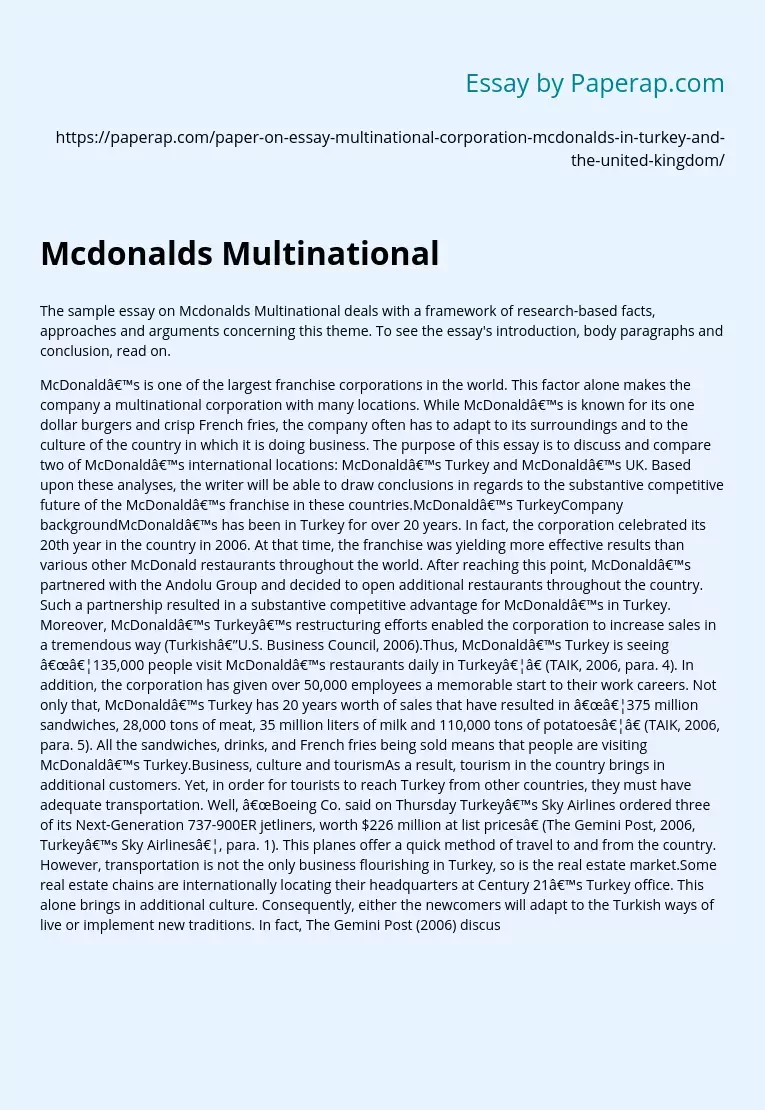 Mcdonalds Multinational
