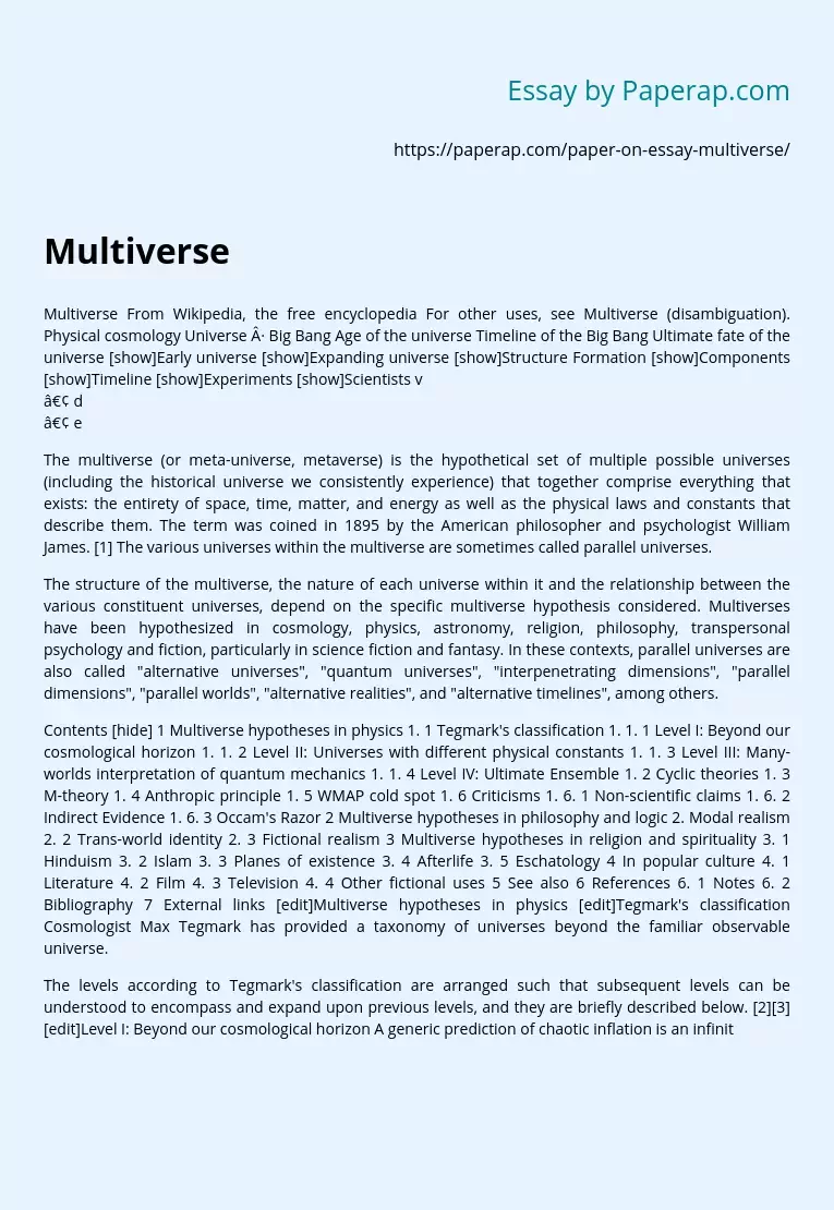 Multiverse: A Brief Introduction