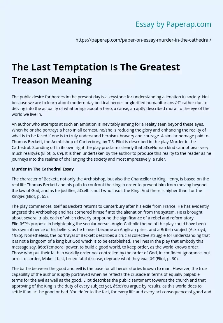 The Last Temptation Is The Greatest Treason Meaning
