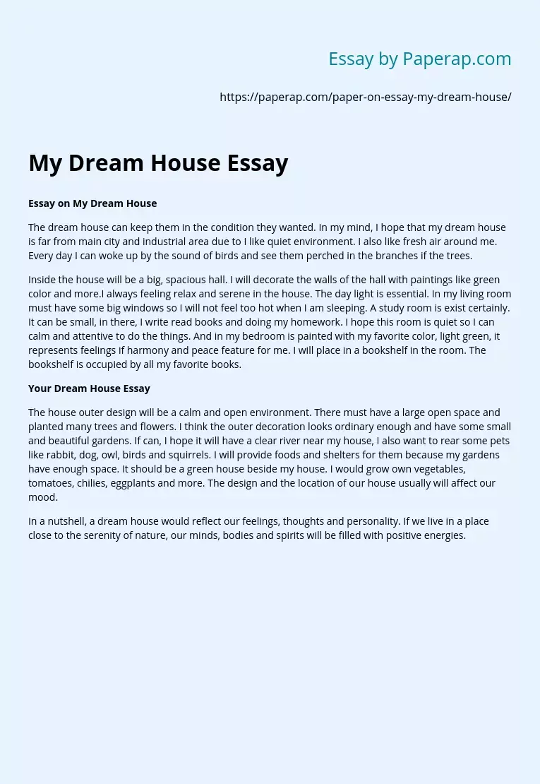 My Dream House Essay
