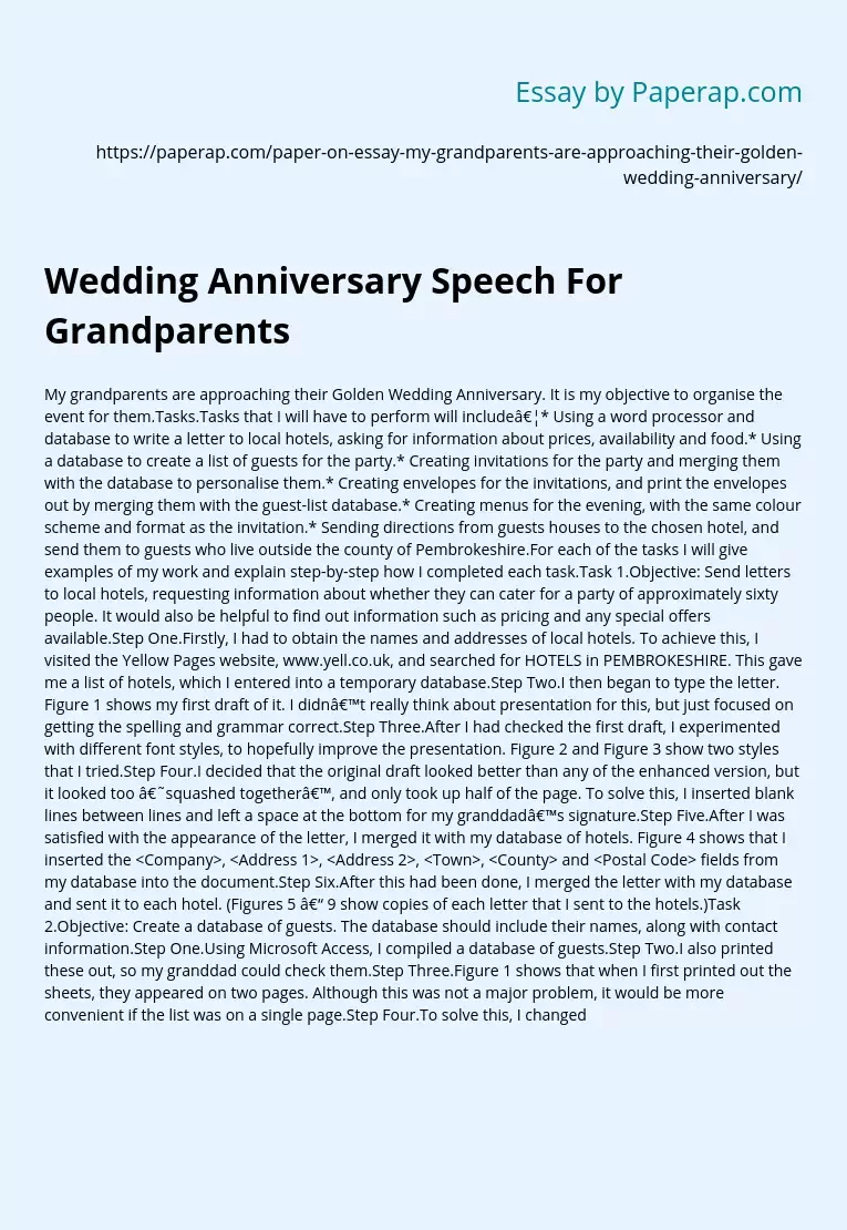 Wedding Anniversary Speech For Grandparents
