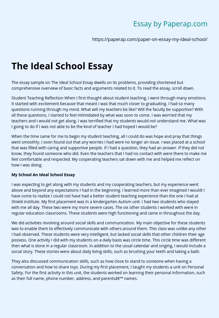 my ideal school environment essay