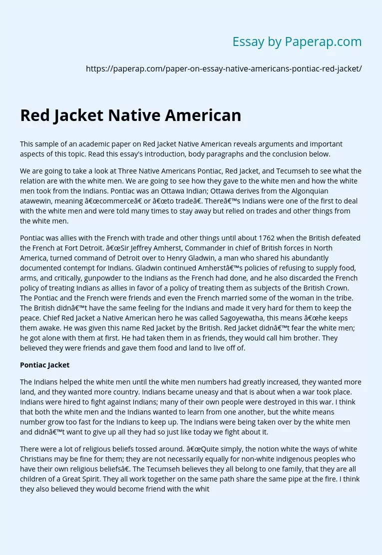 Red Jacket Native American