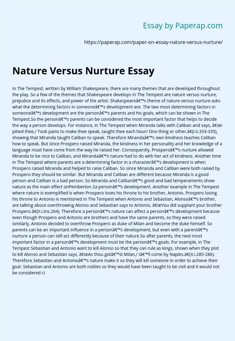 Nature Versus Nurture Essay