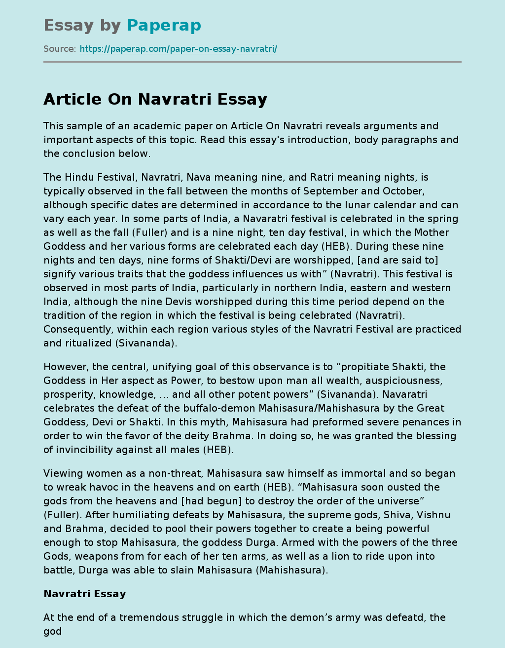 Article On Navratri