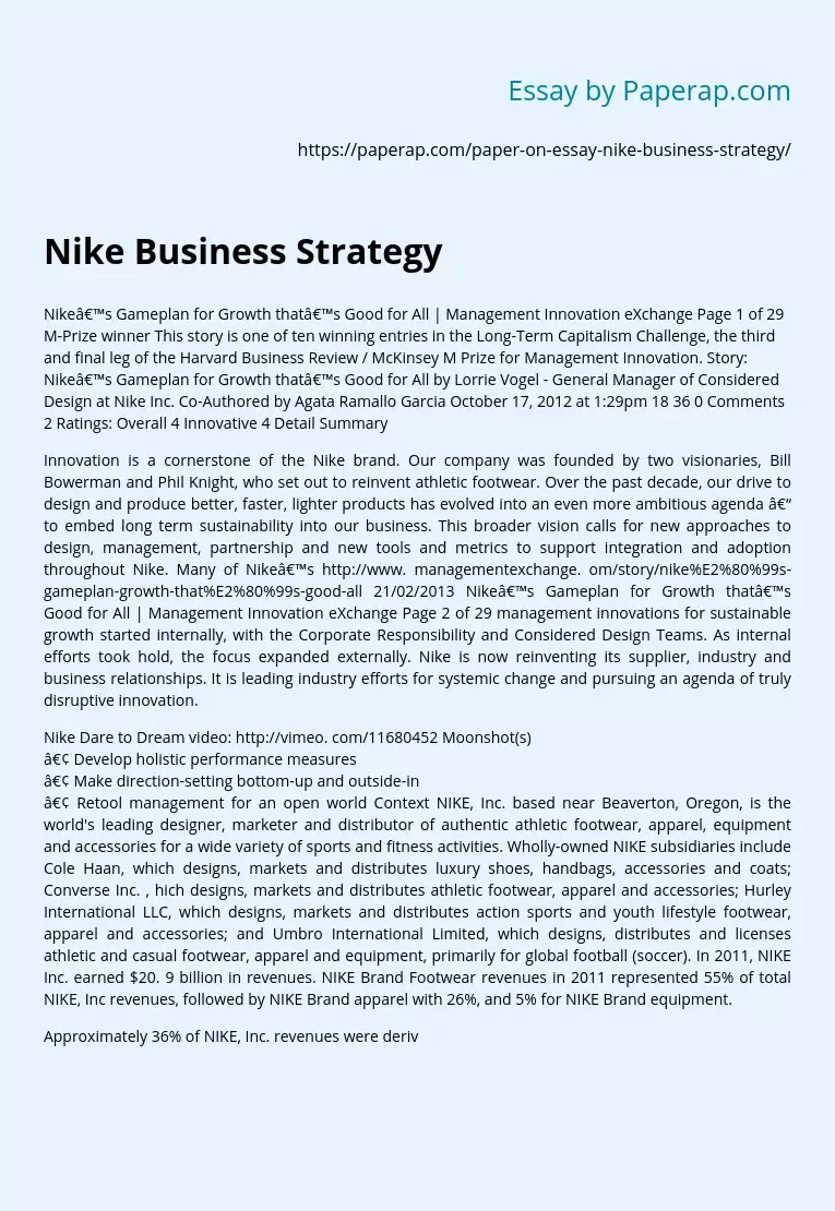 Nike Business Strategy