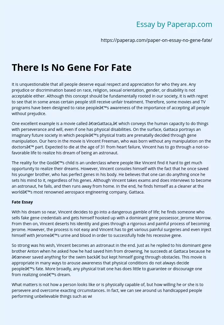 There Is No Gene For Fate