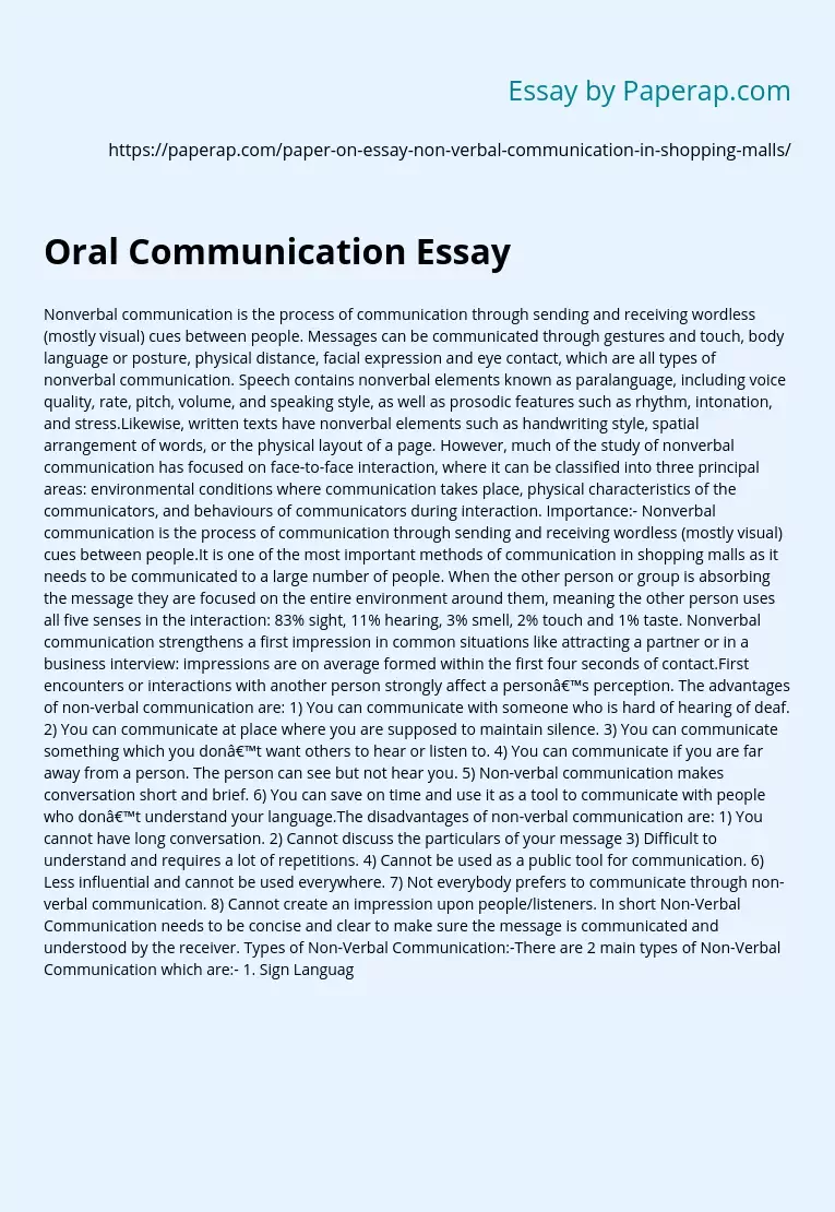example of essay about oral communication