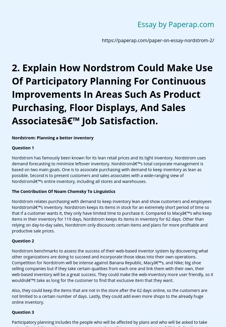 Nordstrom: Planning a better inventory