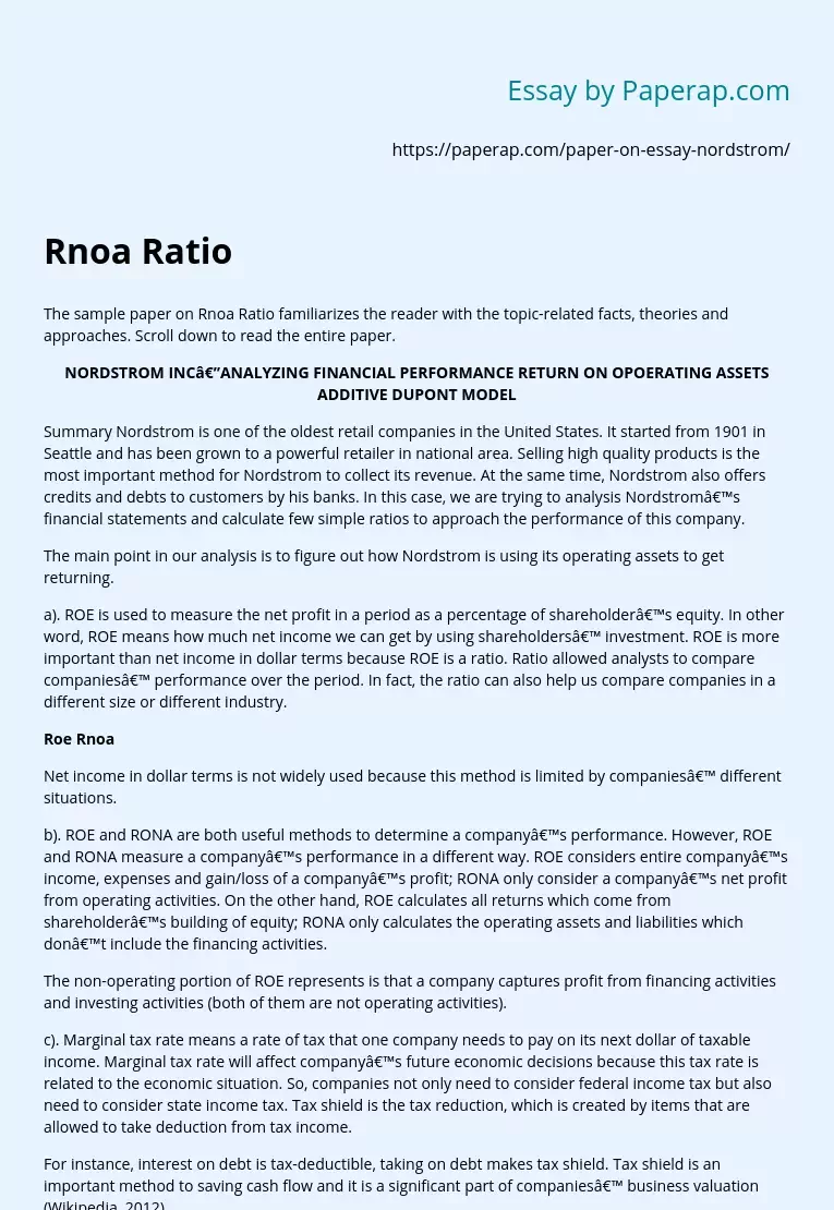 RNOA Ratio Overview