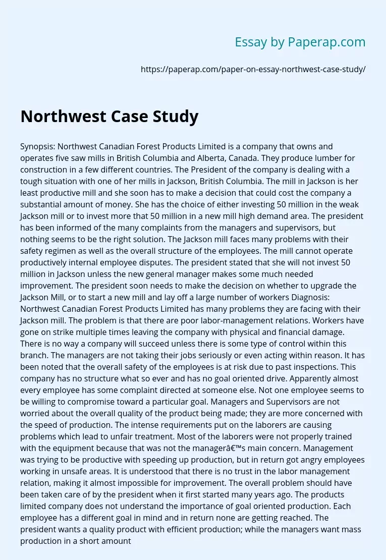Northwest Case Study