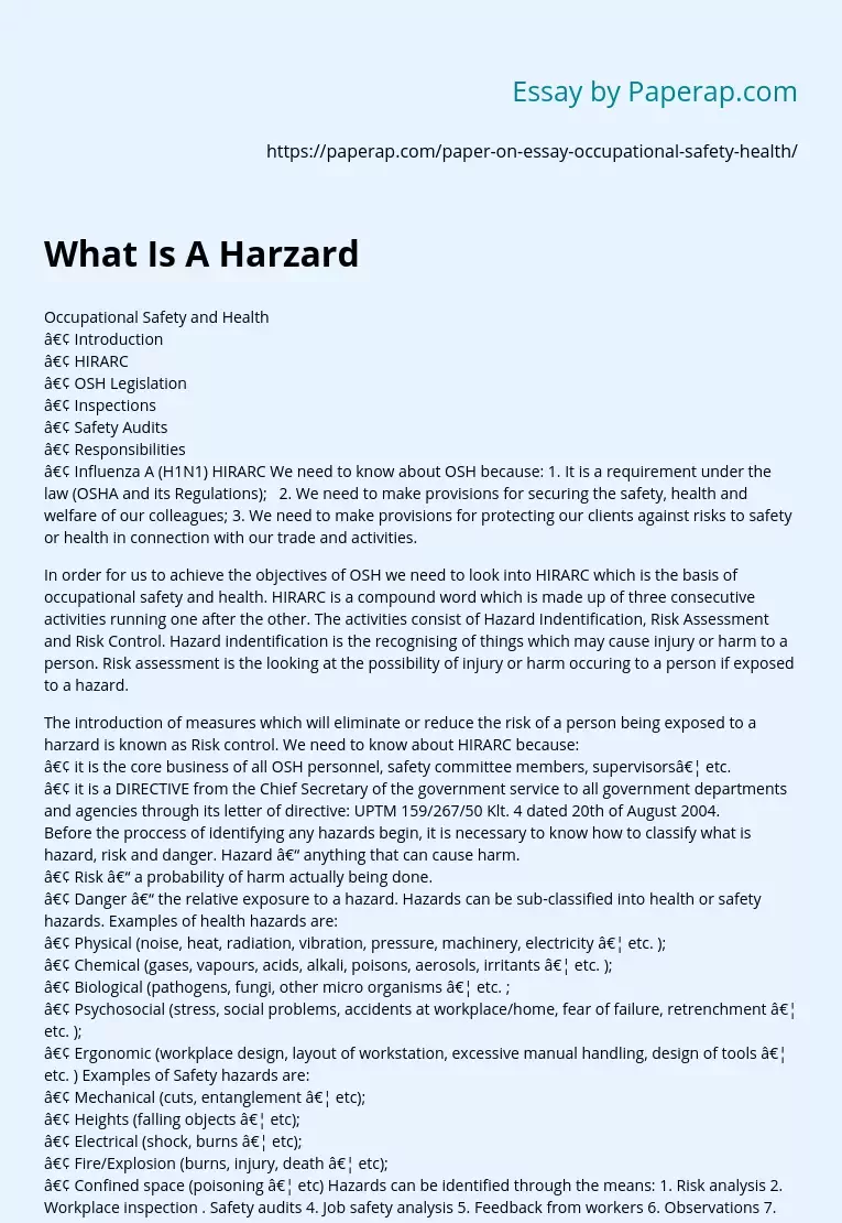 What Is A Harzard