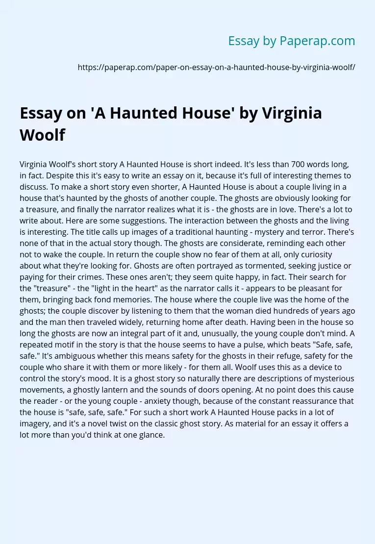 Essay on 'A Haunted House' by Virginia Woolf