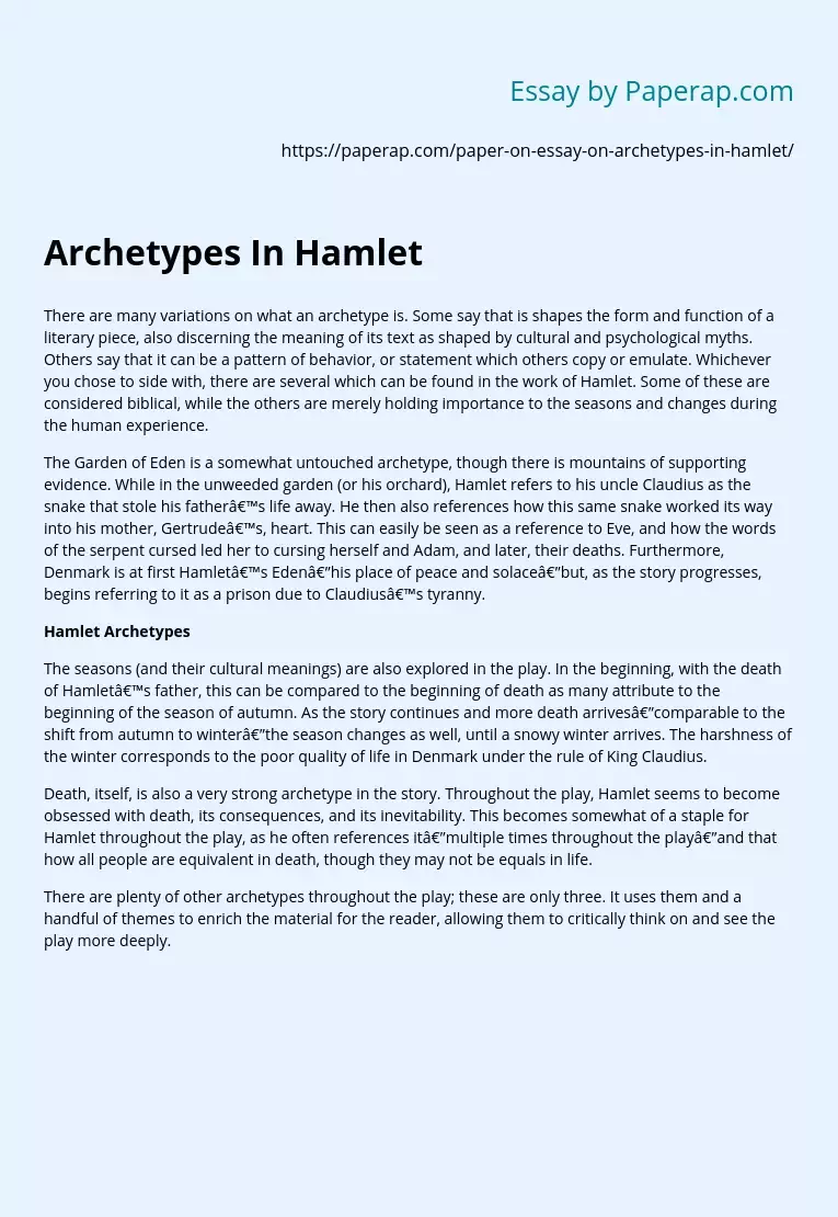 Usage of Archetypes In Hamlet Examples