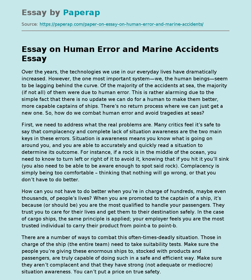Human Error and Marine Accidents