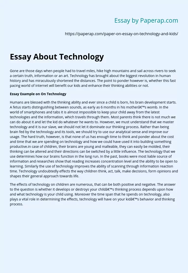 Essay About Technology