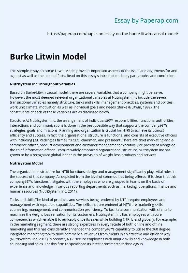 Burke Litwin Model