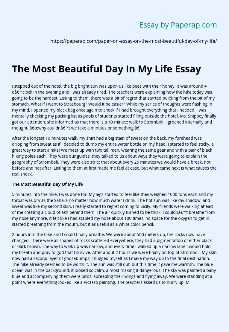The Most Beautiful Day In My Life Essay