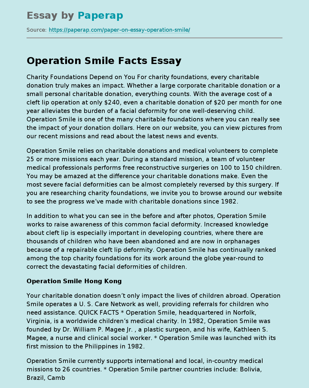 Operation Smile Facts