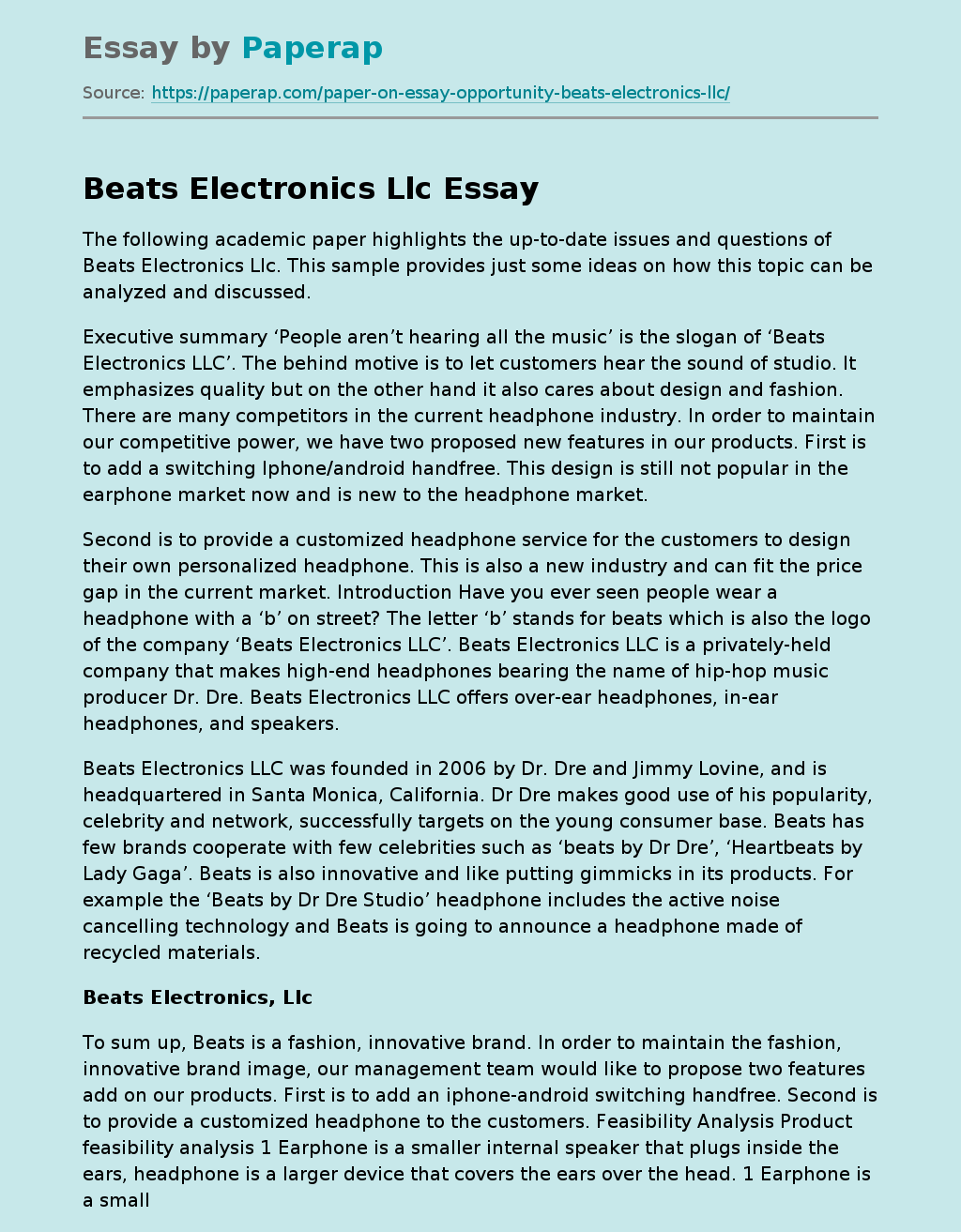 Beats Electronics Llc