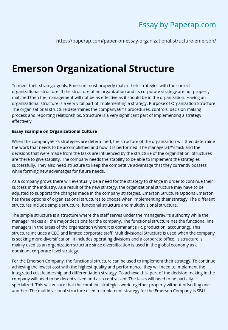 Emerson Organizational Structure