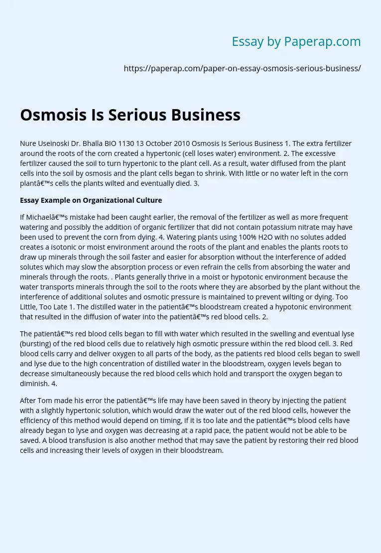 Osmosis Is Serious Business