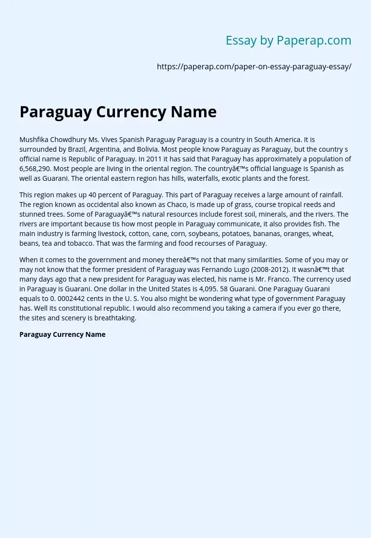 Paraguay Currency Name