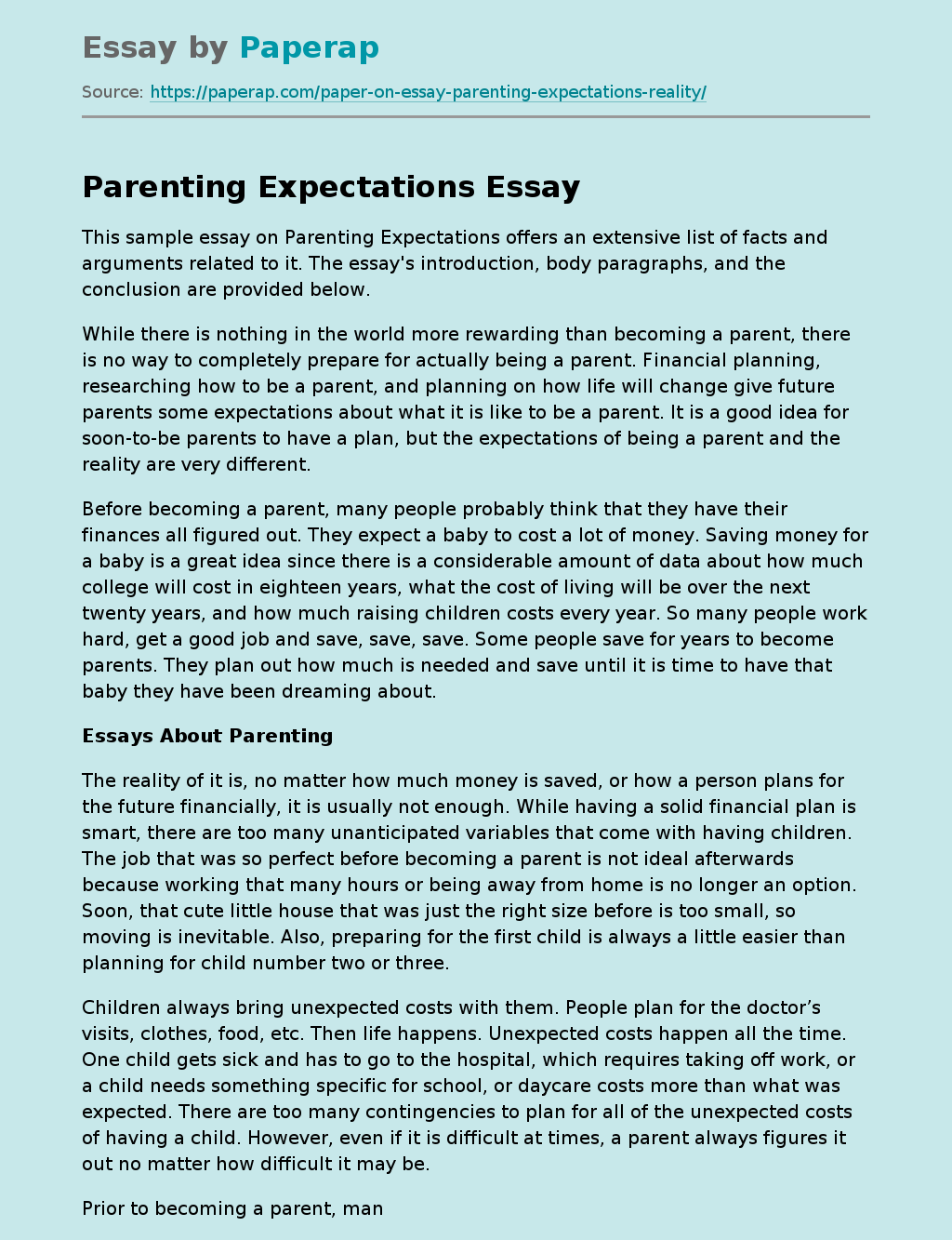 Parenting Expectations