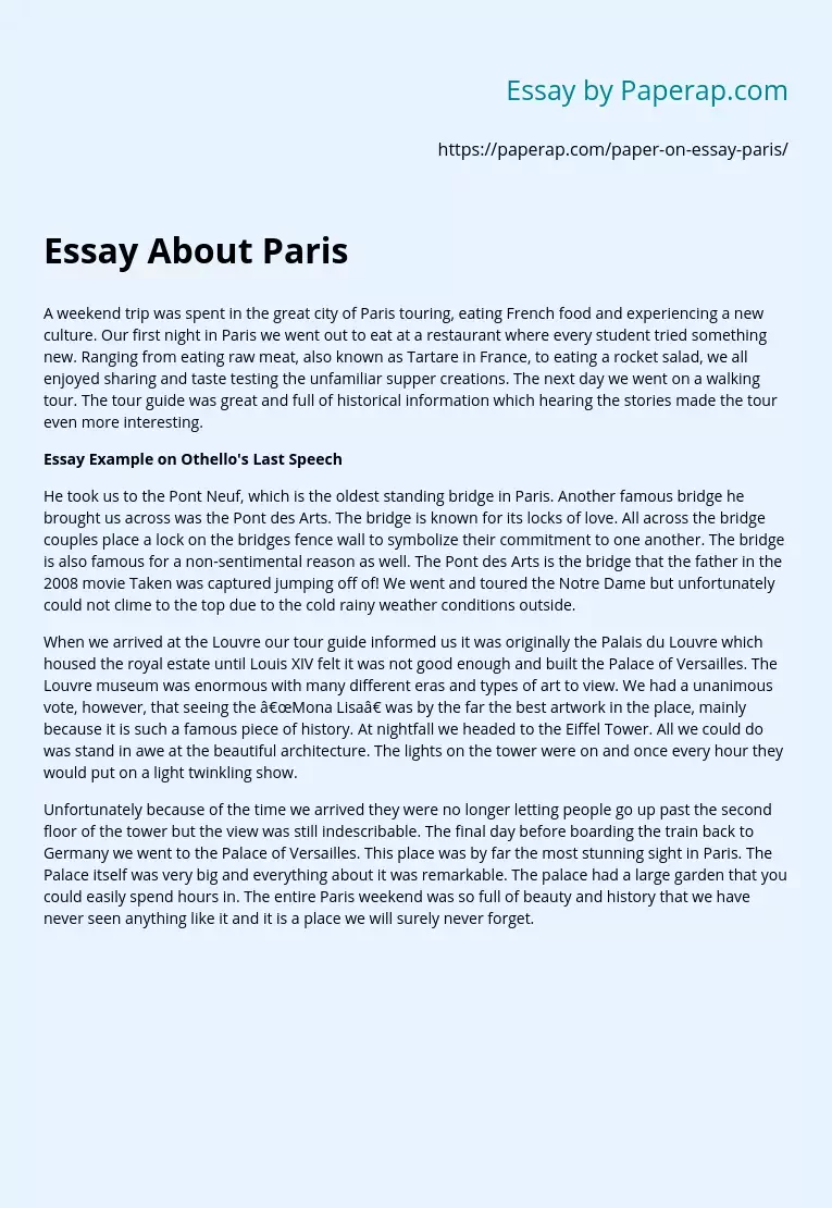 Essay About Paris