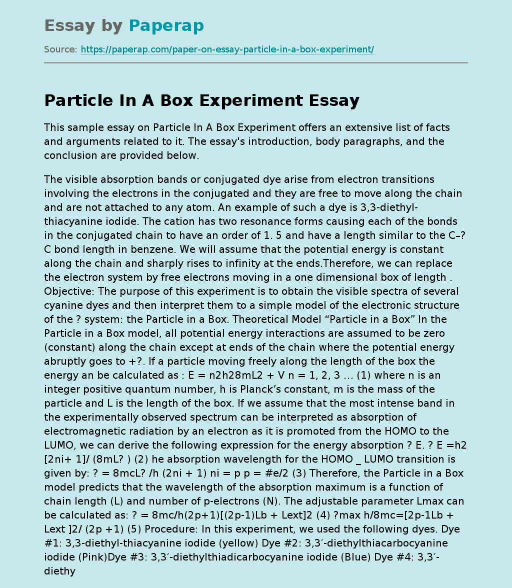 Particle In A Box Experiment