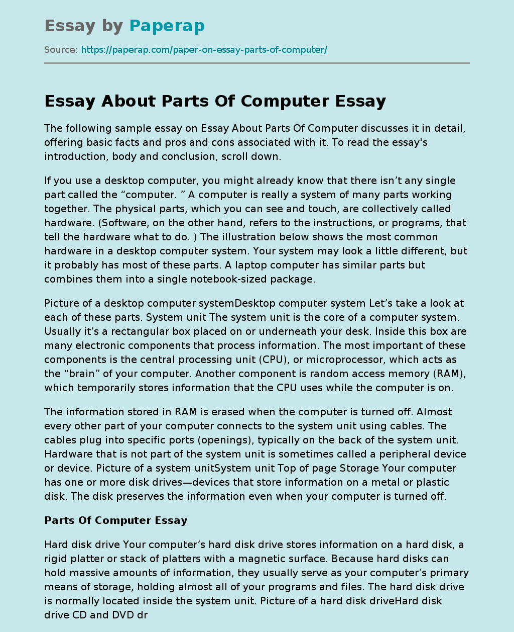 research paper on computer parts