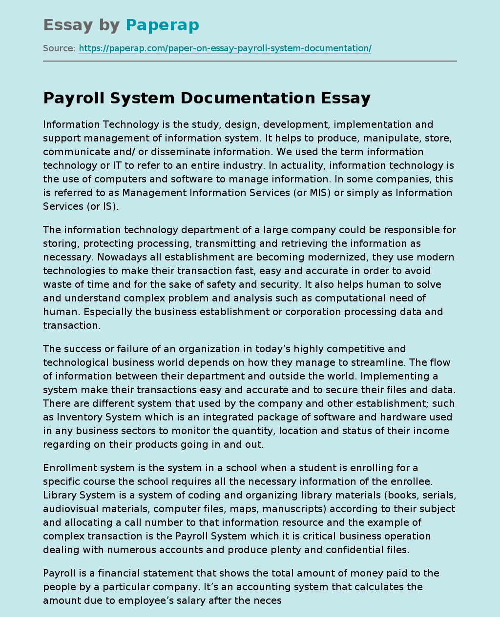 Payroll System Documentation