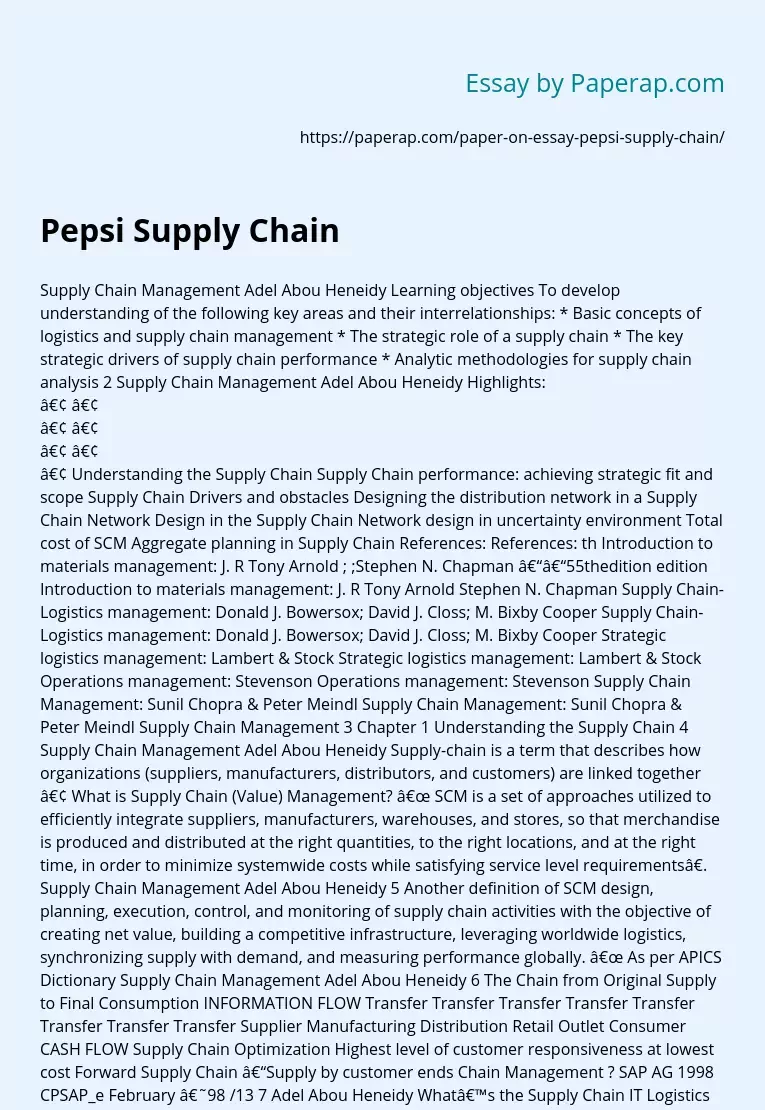 Pepsi Supply Chain