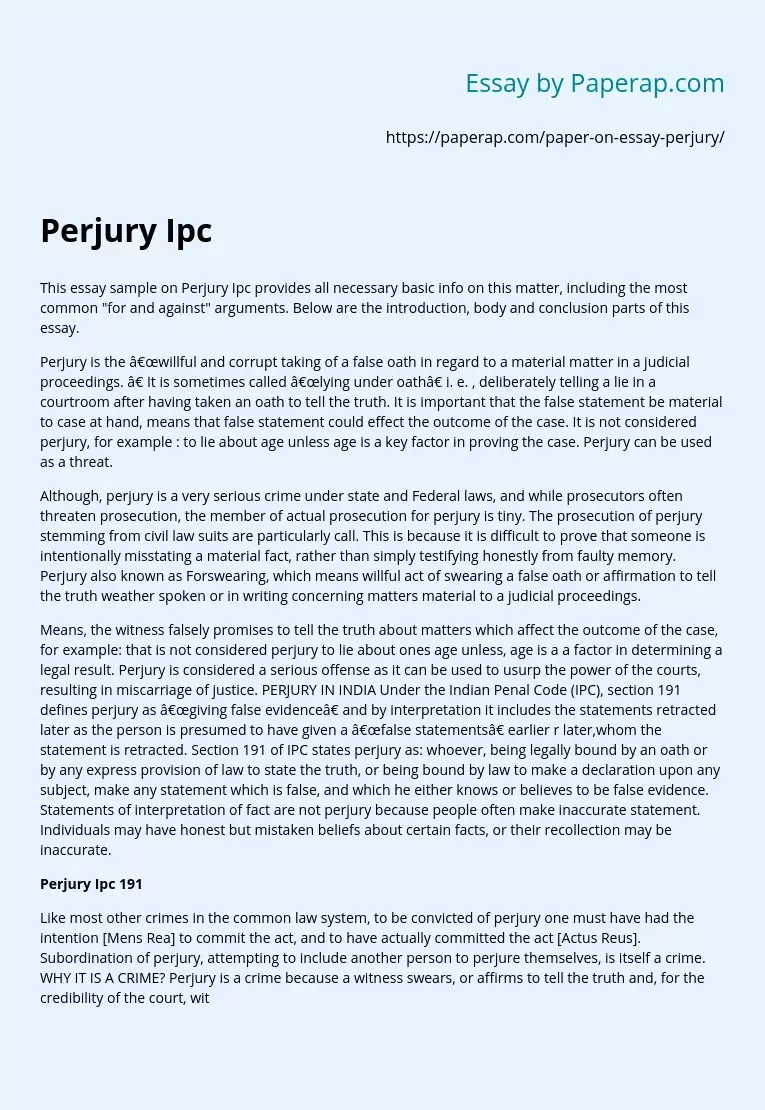 Perjury and the IPC