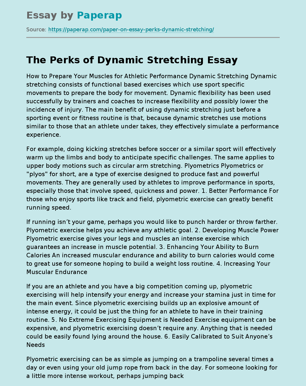 The Perks of Dynamic Stretching
