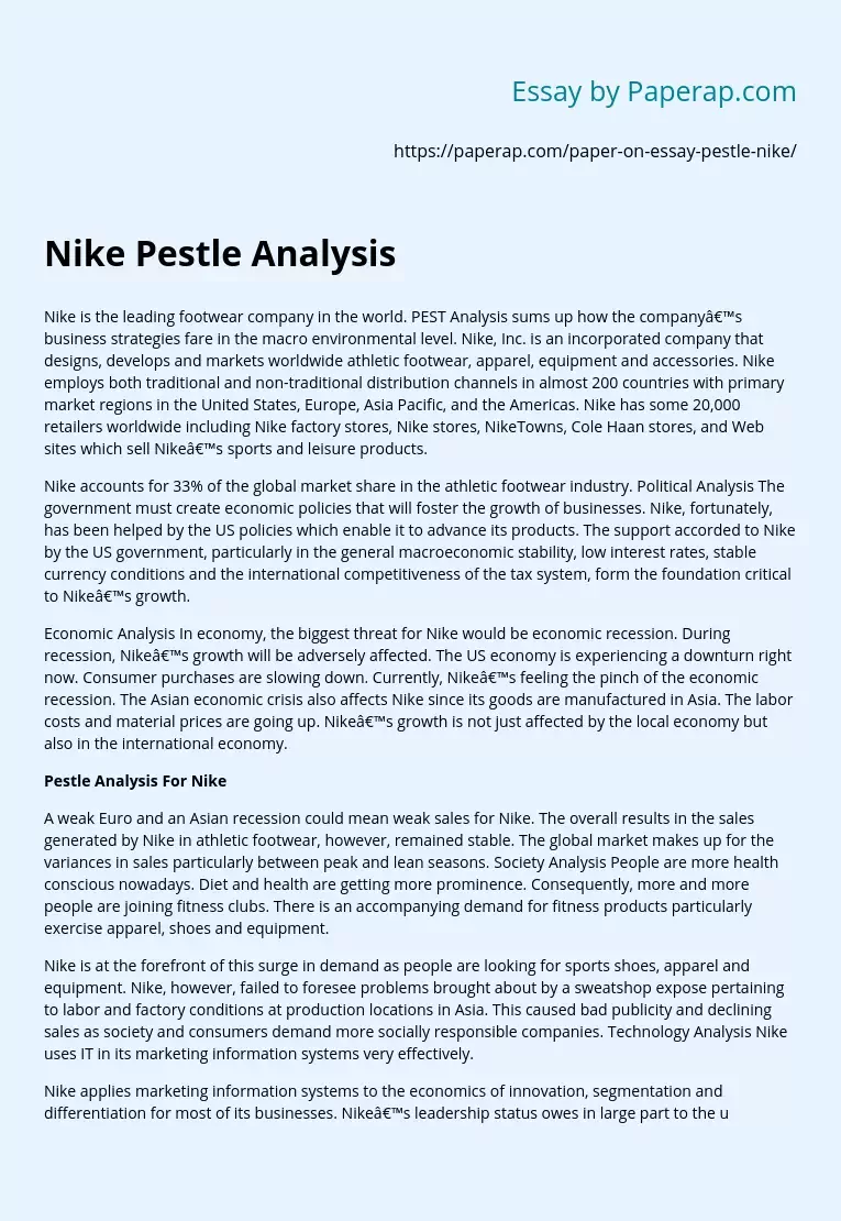 Nike Pestle Analysis of Company Case