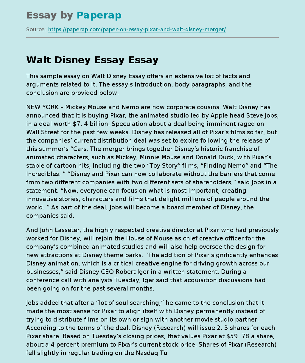 Walt Disney Essay