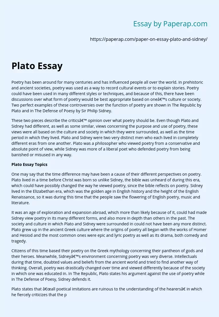 Plato Essay