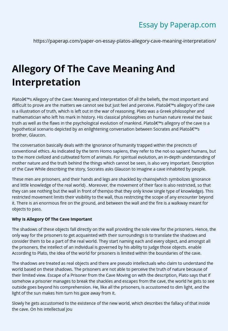Allegory Of The Cave Meaning And Interpretation