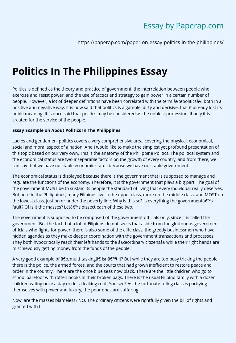 Political Essay Topics Philippines