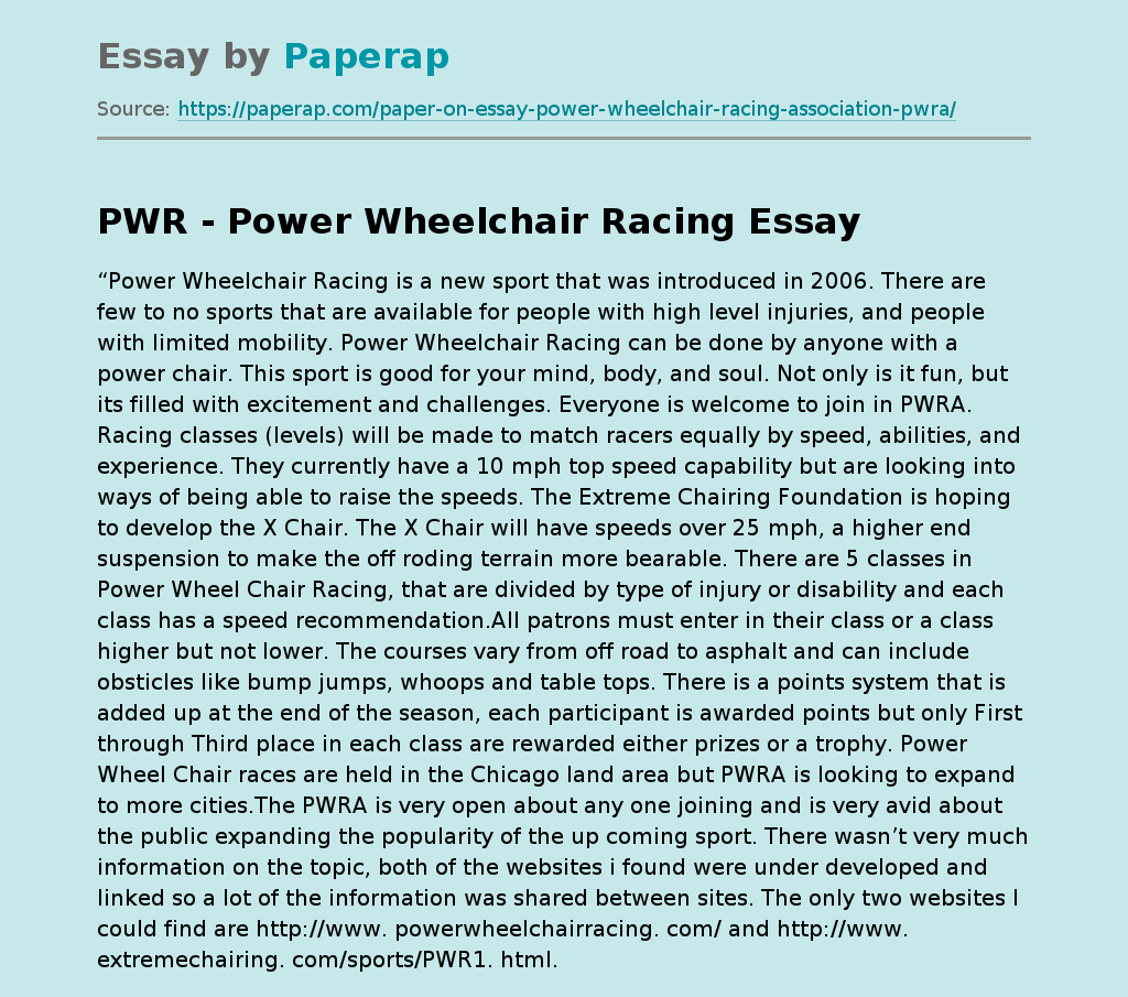 PWR - Power Wheelchair Racing