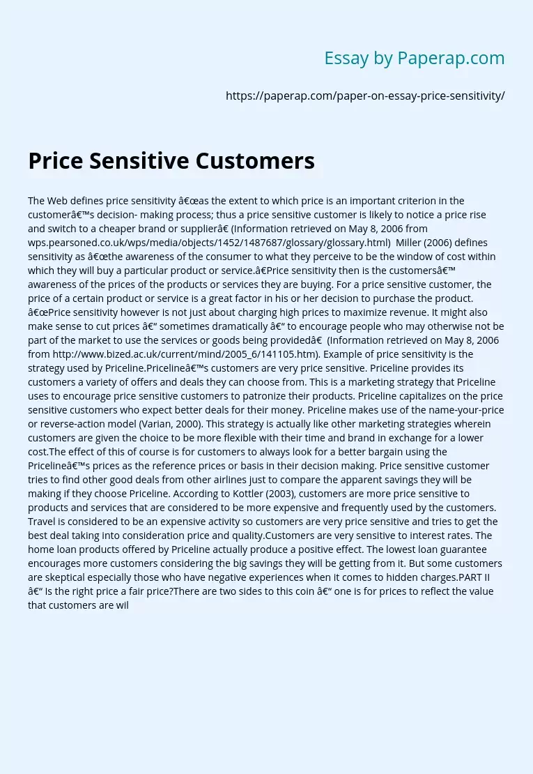 Price Sensitive Customers