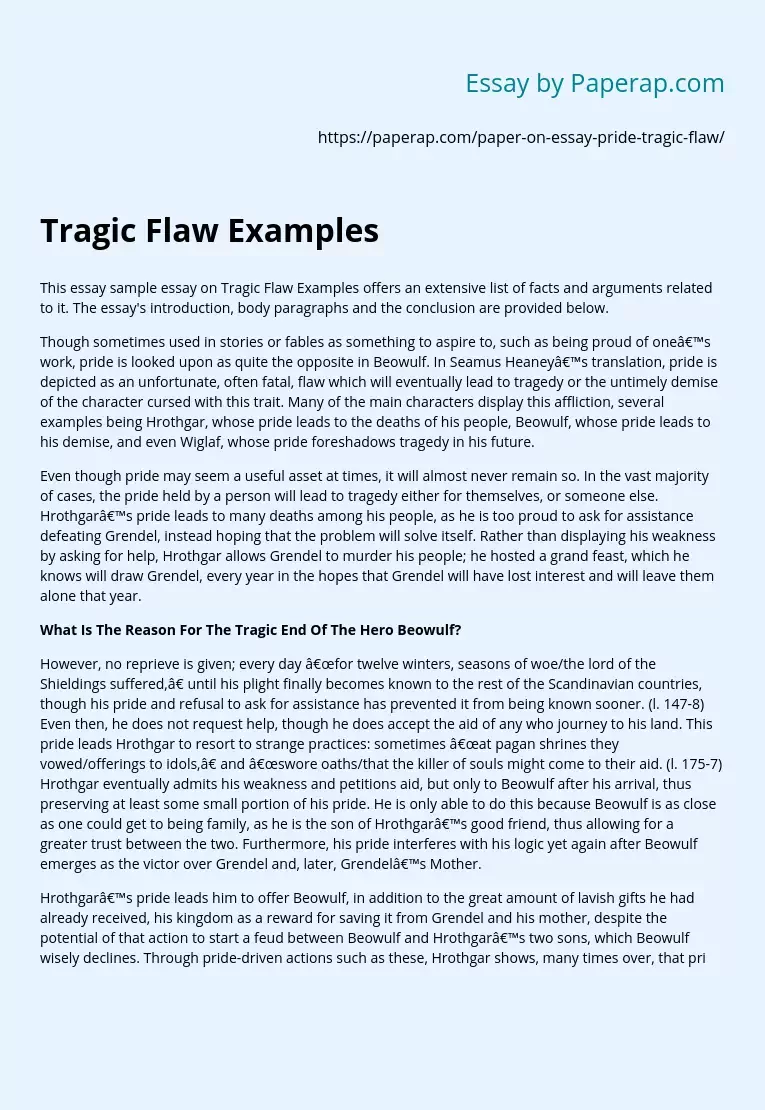 Tragic Flaw Examples