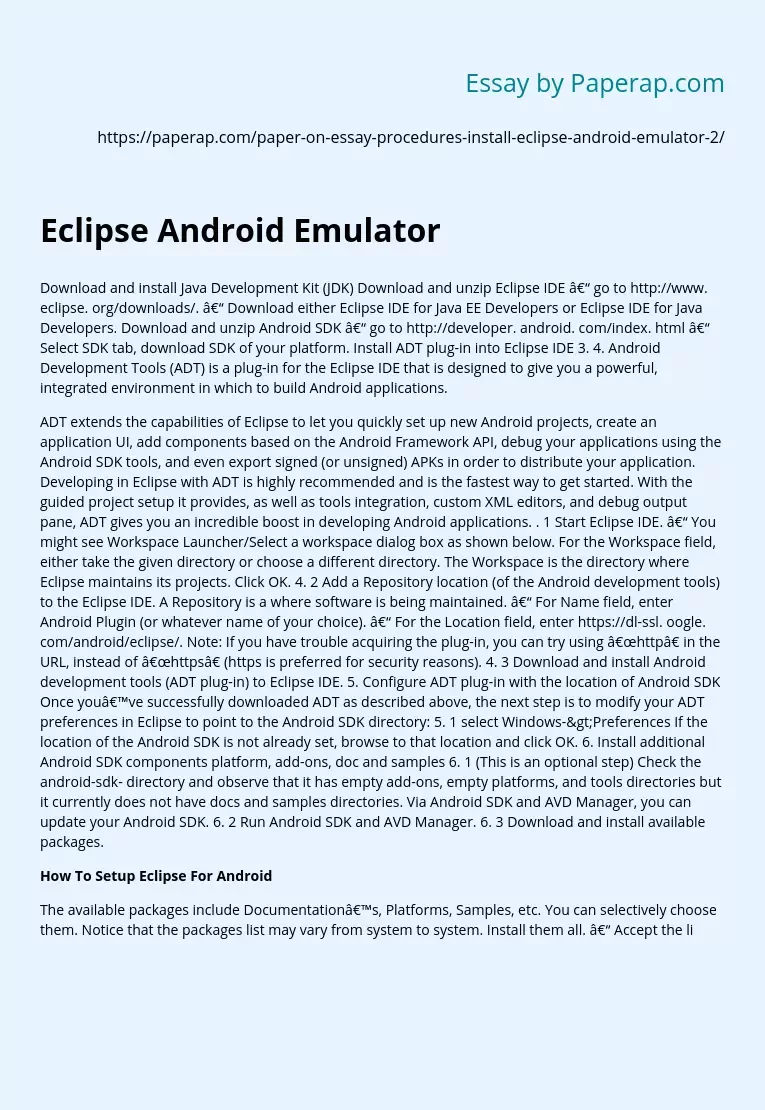 Eclipse Android Emulator