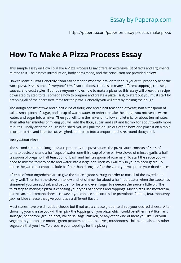How To Make A Pizza Process Essay