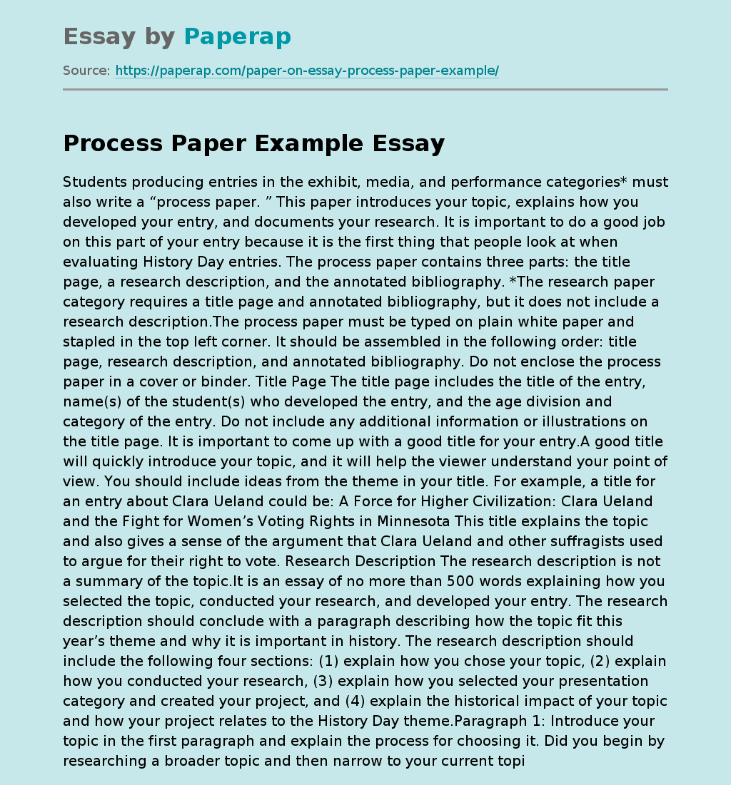 Process Paper Example